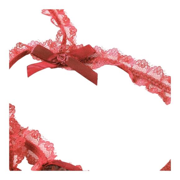 Erotic Red Lace Open Bust Hollow Out Open Crotch Bodysuit Sexy Lingerie - Picture 6 of 9